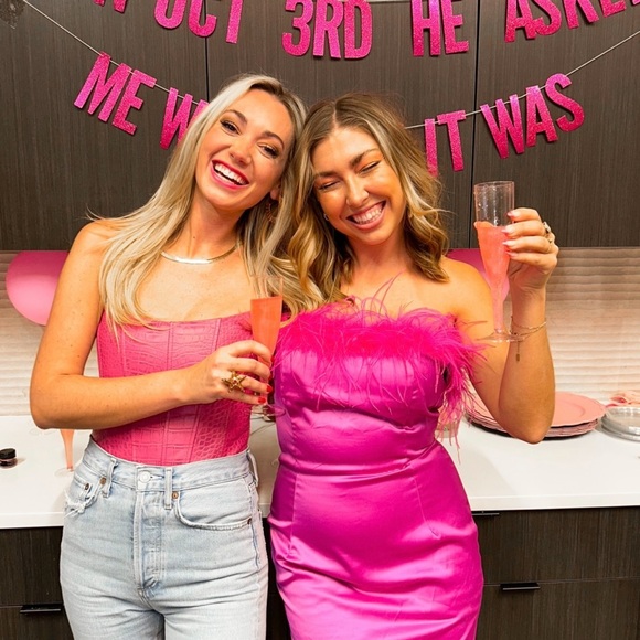 Vibrant Pink Strapless Croc-Embossed Top - Camila Coelho Kaira Leather Top - Picture 4 of 4